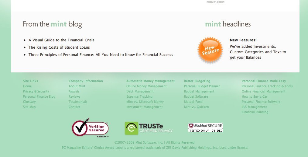 Screenshot of mint.com