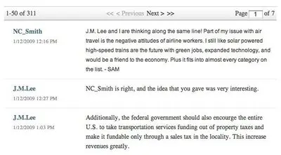 Comments example from citizensbriefingbook.change.gov