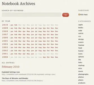 Archive example from simplebits.com