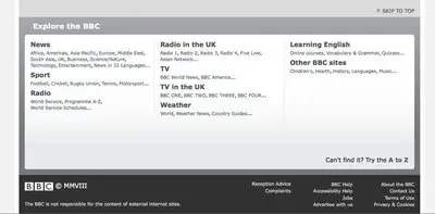 Fat Footer example from bbc.co.uk