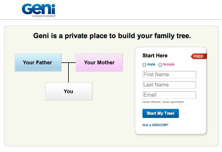 Screenshot of geni.com