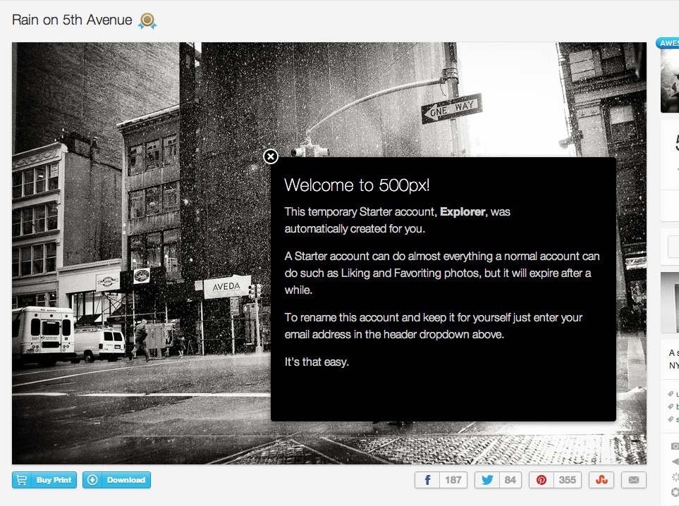 Screenshot of 500px.com