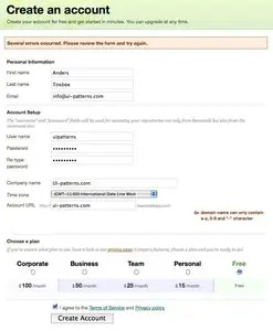 Account Registration example