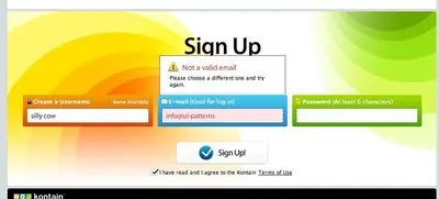 Account Registration example from kontain.com