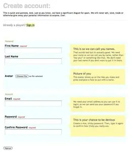 Account Registration example from superduperlist.com