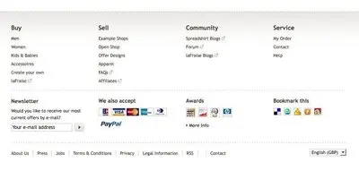 Fat Footer example from spreadshirt.net