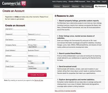 Account Registration example from commercialiq.com