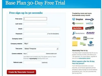 Login forms example from theresumator.com