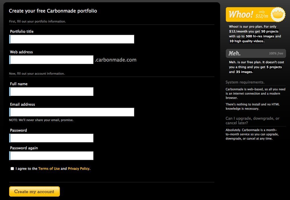 Screenshot of carbonmade.com