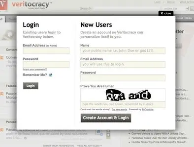 Login forms example from veri.com