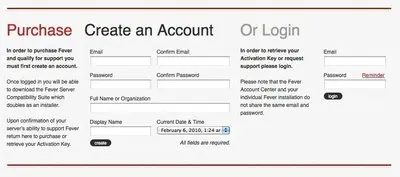 Login forms example from feedafever.com