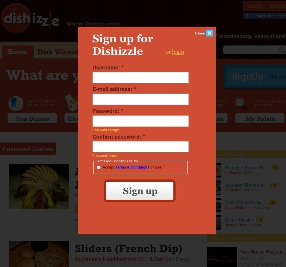 Screenshot of dishizzle.com