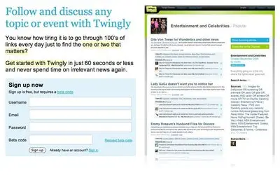 Account Registration example from twingly.com
