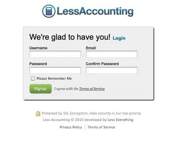 Account Registration example from lessaccounting.com