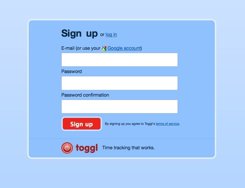 Screenshot of toggl.com