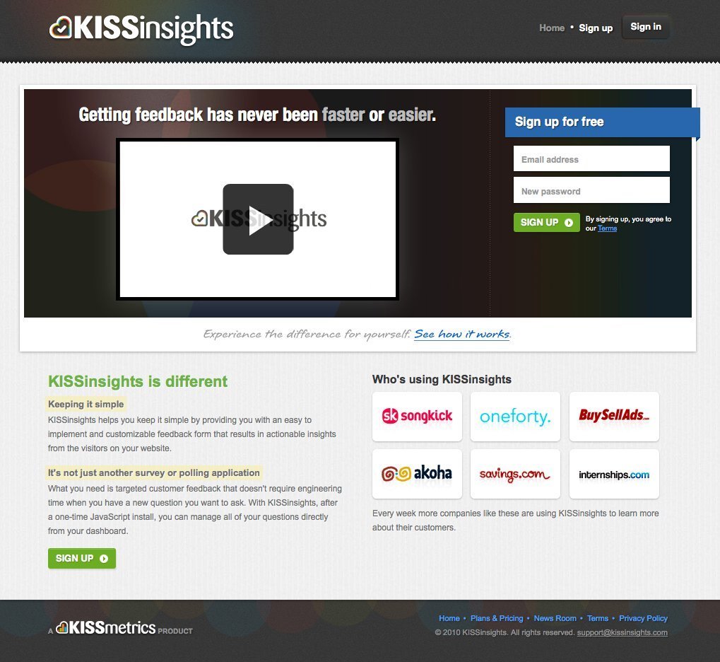 Screenshot of kissinsights.com