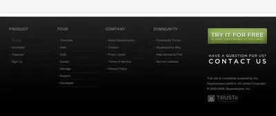 Fat Footer example from squarespace.com
