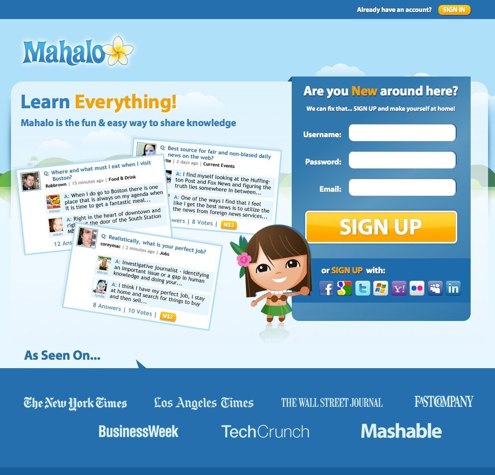 Screenshot of mahalo.com