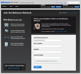 Account Registration example from behance.net