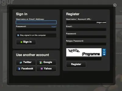 Login forms example from imgur.com