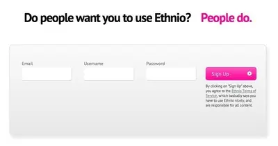 Account Registration example from ethn.io