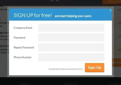 Account Registration example from walkme.com