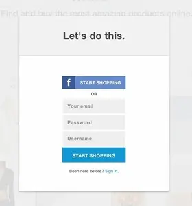 Account Registration example from wanelo.com