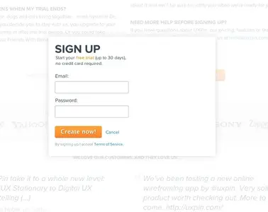 Account Registration example from uxpin.com