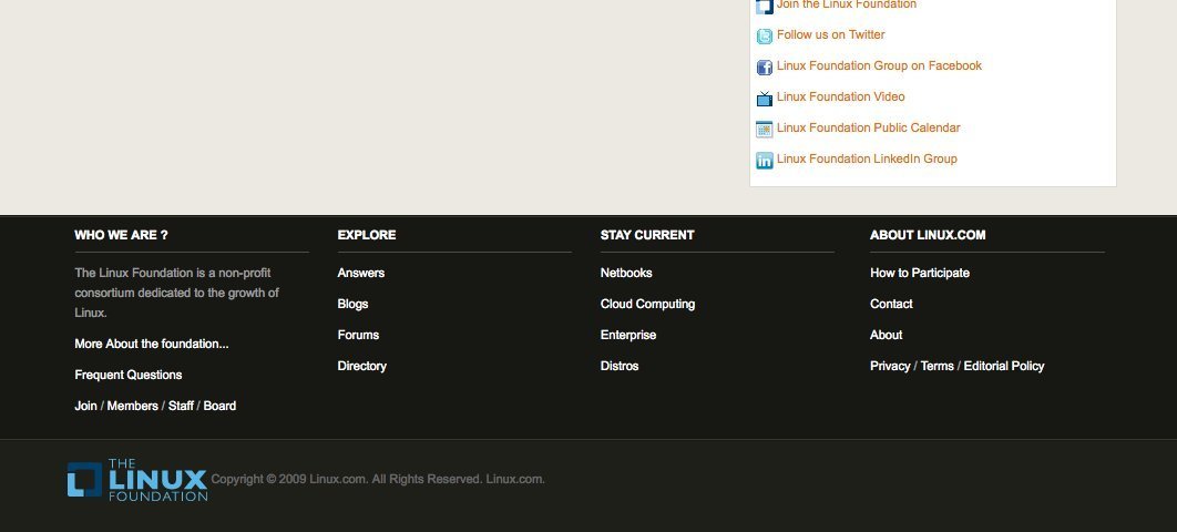Screenshot of linux.com