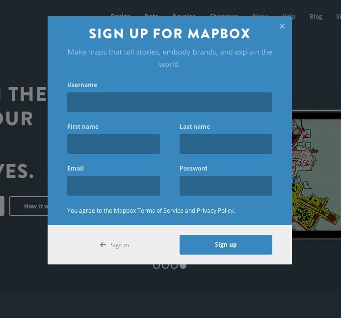 Screenshot of mapbox.com