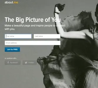 Account Registration example from about.me