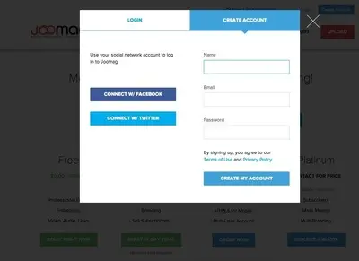 Account Registration example from joomag.com